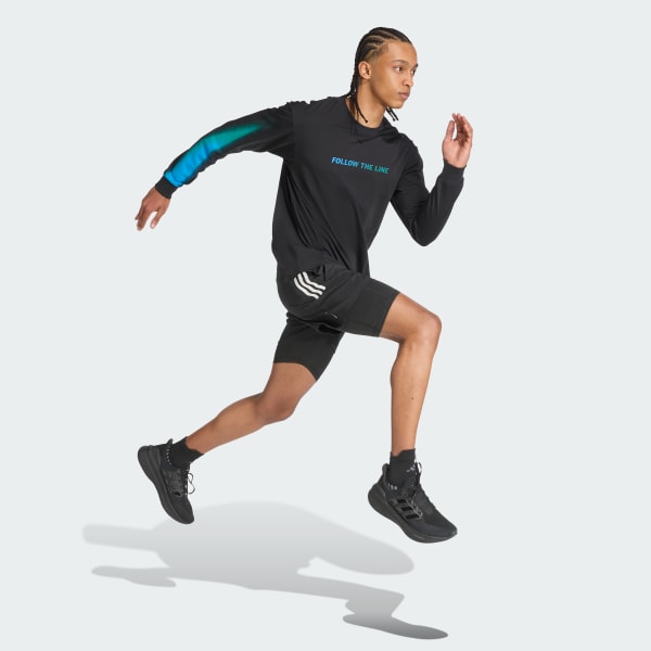 Black FOLLOW THE LINE LONG-SLEEVE GRAPHIC TEE UNITEFIT
