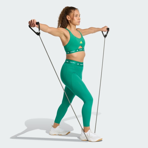 Verde Top Suporte Médio TECHFIT Workout Color Block