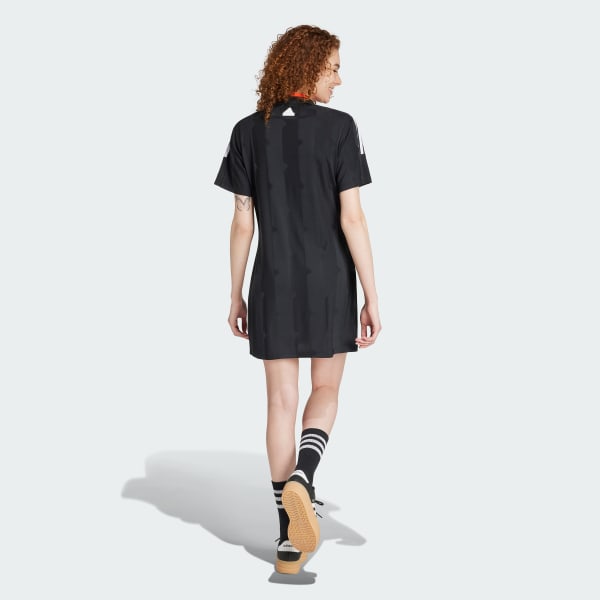 Black Tiro Cut 3-Stripes Jacquard Tee Dress