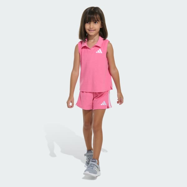 Two-Piece Terry Cloth Sleeveless Polo and Shorts Set