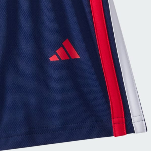 Two-Piece Short Sleeve Graphic Cotton Heather Tee and 3-Stripes Shorts Set