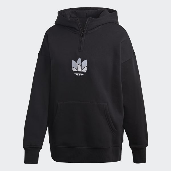 adidas Adicolor 3D Trefoil Half Zip Hoodie Schwarz adidas Adicolor 3D Trefoil Half Zip Hoodie Schwarz