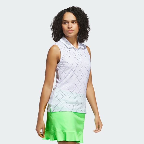 blanc Polo imprimé sans manches Ultimate365