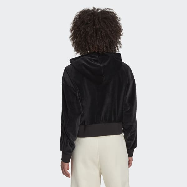 adidas Cropped Hoodie in Velour - | Lifestyle | adidas US