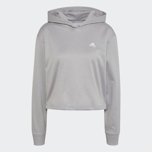 Grey cropped adidas hoodie top