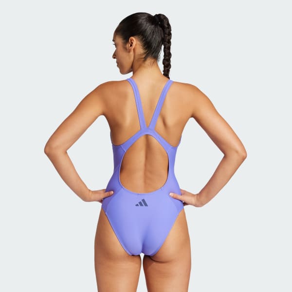 Blue 3-Stripes V-Back Swimsuit
