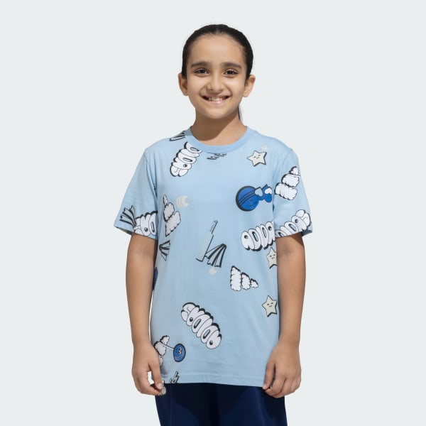 Blue CRI AOP TEE