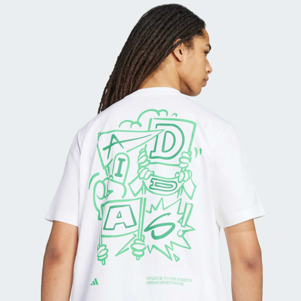 adidas Stadium Crowd Loose Graphic Tee - White | Free