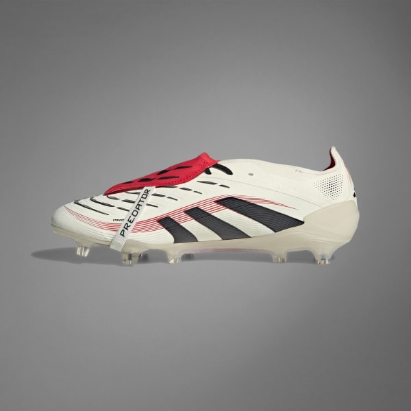 White Predator Elite Fold-Over Tongue Firm Ground Boots
