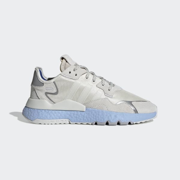 adidas originals white and grey nite jogger trainers