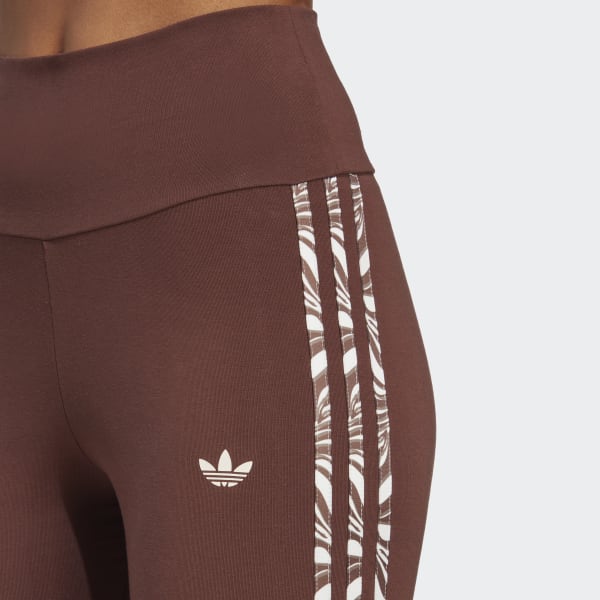 adidas Originals Plus all over leopard print leggings in brown