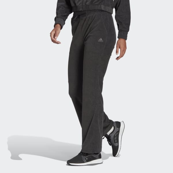 Czerń Hyperglam Rib Velour Flared Leg Pants DKE22