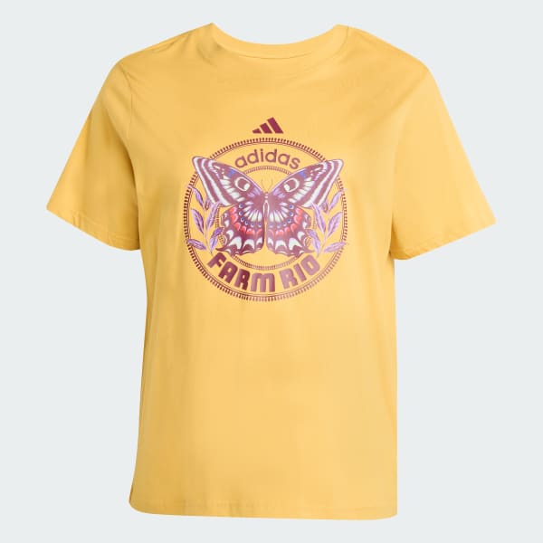 Ouro camiseta estampada adidas X FARM (Plus Size)
