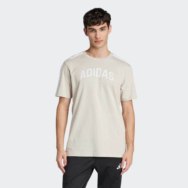 Beige Playera Codes Collegiate Linear Estampada
