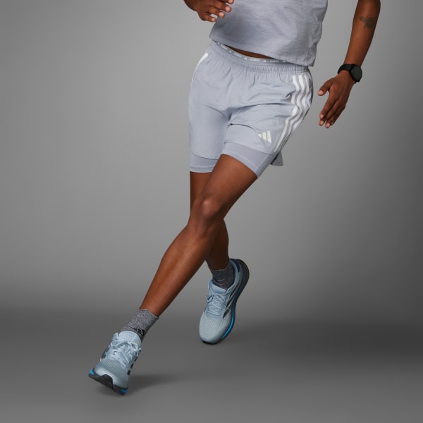 Gri Own the Run 3-Stripes 2-in-1 Şort