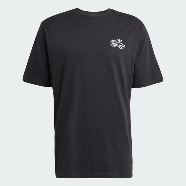 Negro Camiseta Sports Elements Poster Graphic Loose