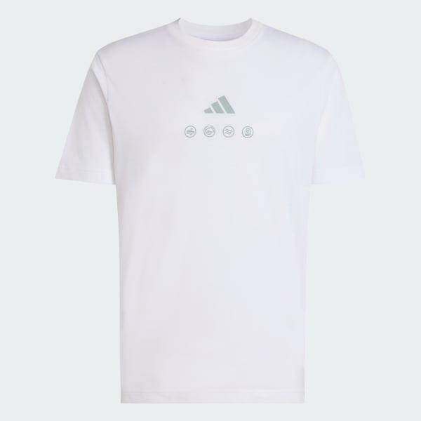 สีขาว เสื้อยืดพิมพ์ลาย CLIMACOOL CITY TECH ILLUSTRATION
