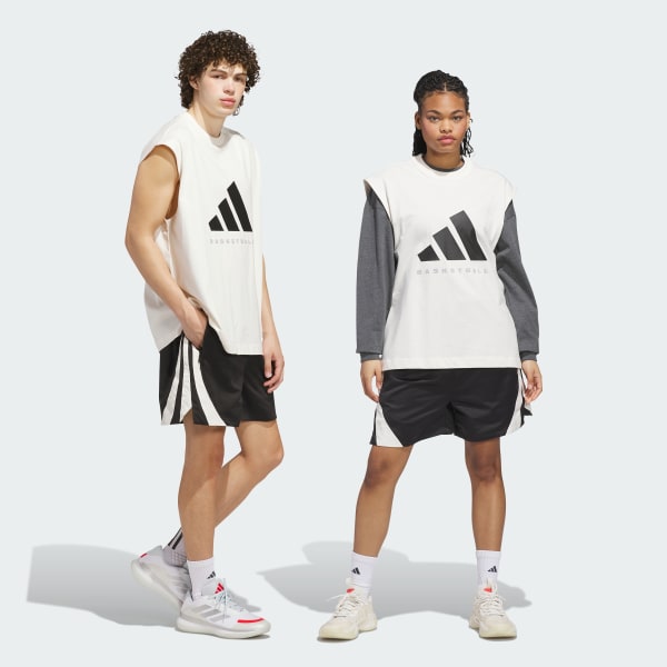 สีดำ กางเกงขาสั้นผ้าทอ adidas Basketball 3-Stripes
