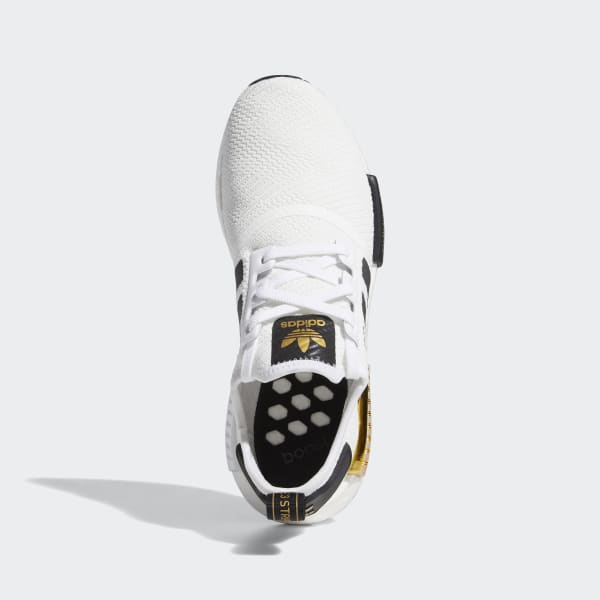 Men's NMD R1 White, Black and Gold 