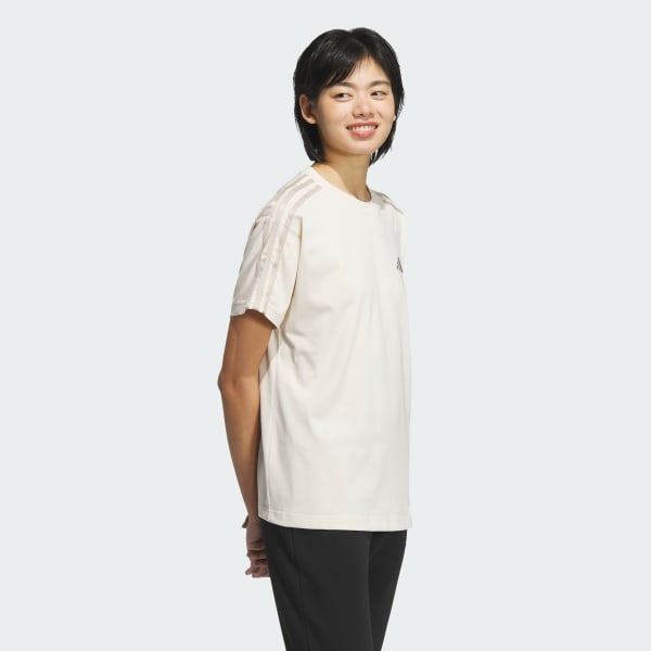 ホワイト エッセンシャルズ プラス スリーストライプス 半袖Tシャツ