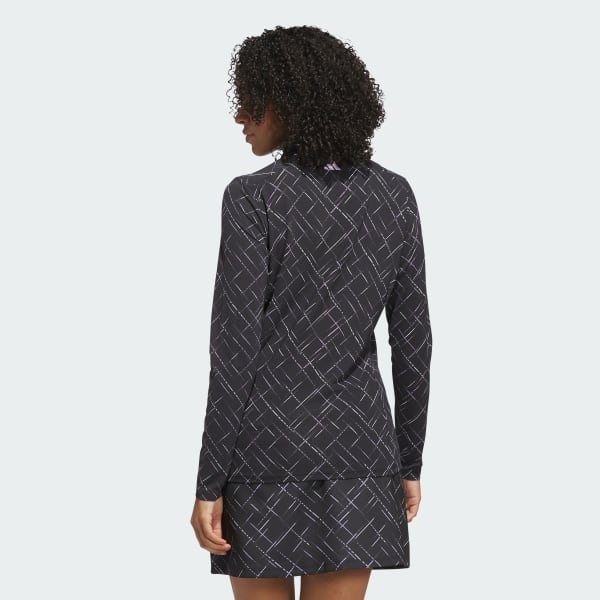 Hitam Atasan Mock Neck Quarter Zip Bermotif Ultimate365