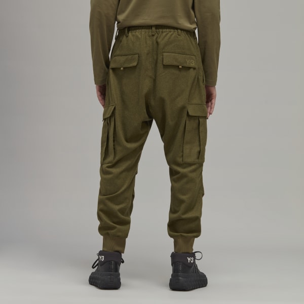 Green Classic Wool Flannel Cargo Pants