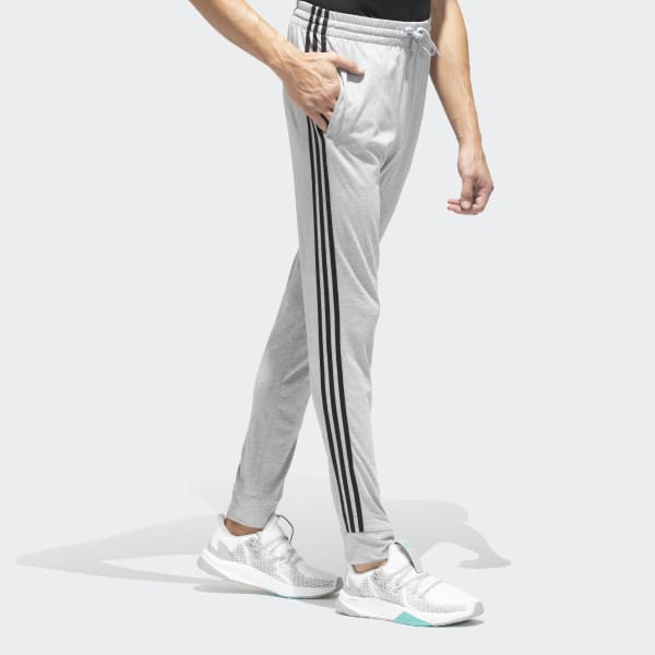Grey ESSENTIALS FRENCH TERRY TAPERED-CUFF 3-STRIPES PANTS