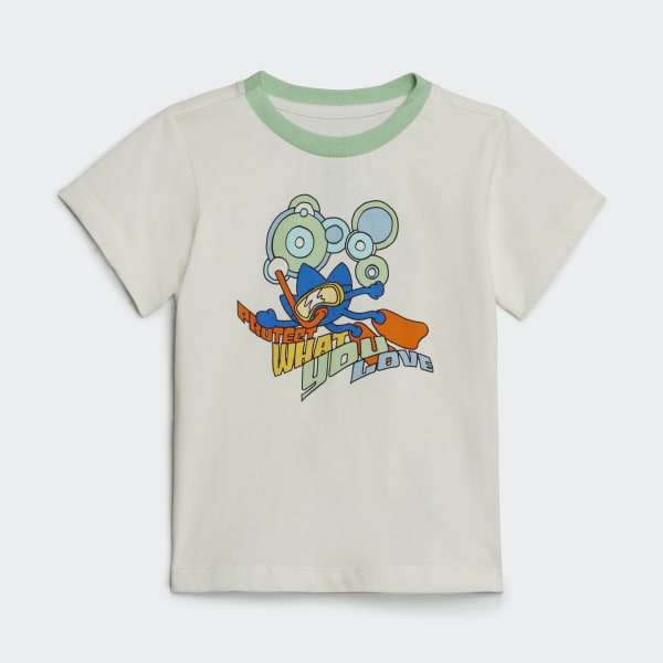 Hvid Graphic Print sæt med shorts og T-shirt