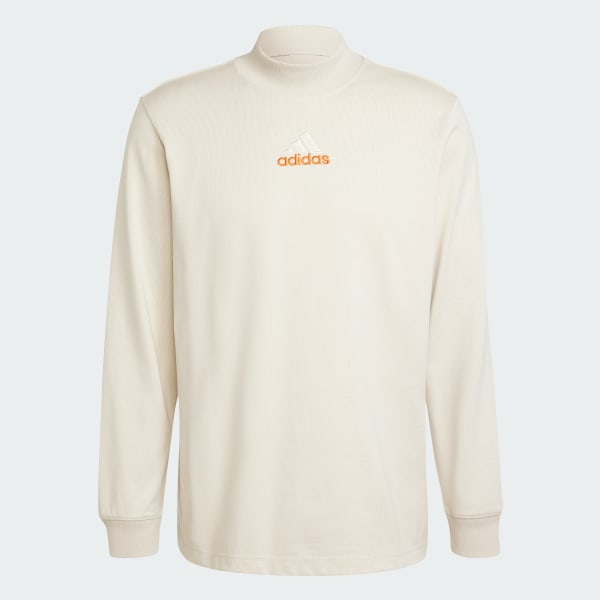 Beige Long Sleeve Mock Neck Q1 Top