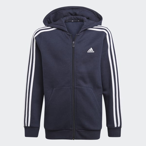 Grey adidas hoodie cheap with blue stripes