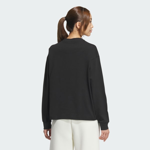 ブラック エッセンシャルズ プラス スリーストライプス 長袖Tシャツ