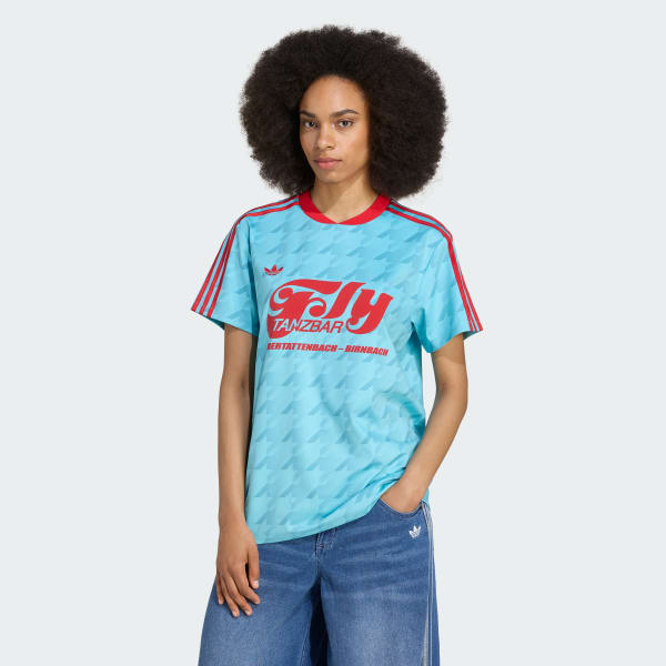 Blau Fußballtrikot mit Allover-Grafikprint