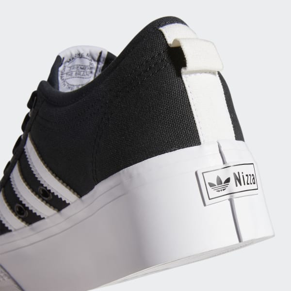 adidas originals nizza platform sneakers in black and white