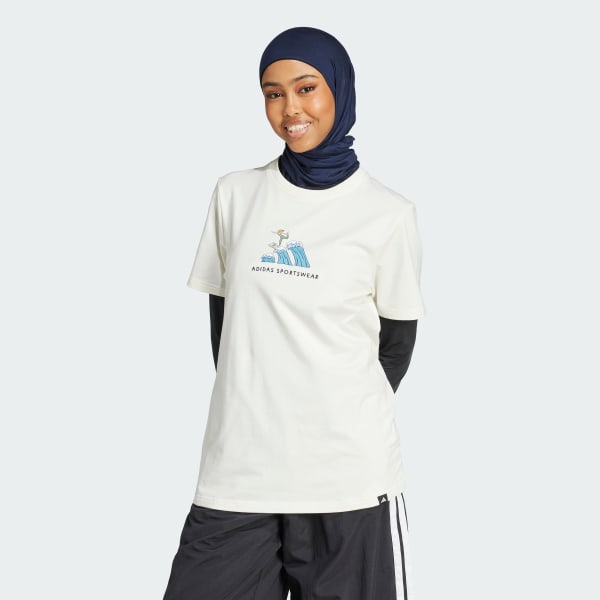 Hvit Codes Doodle Surf Graphic T-Shirt