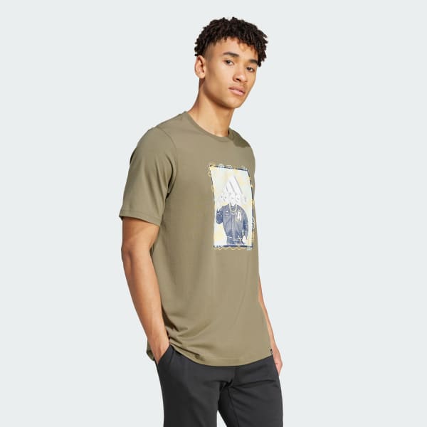 Verde Camiseta Estampada Doodle