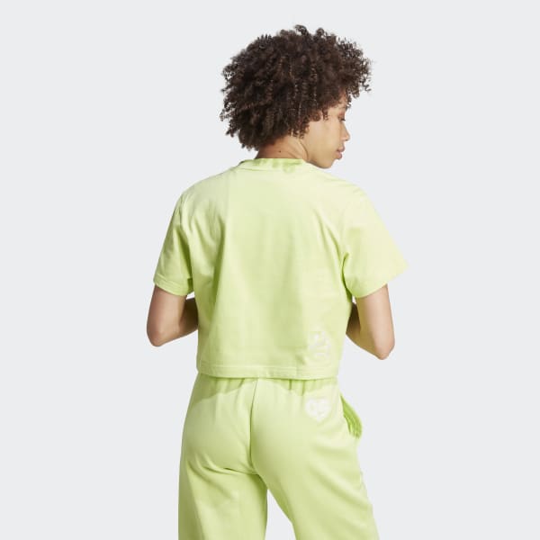 Verde Camiseta corta Scribble Embroidery