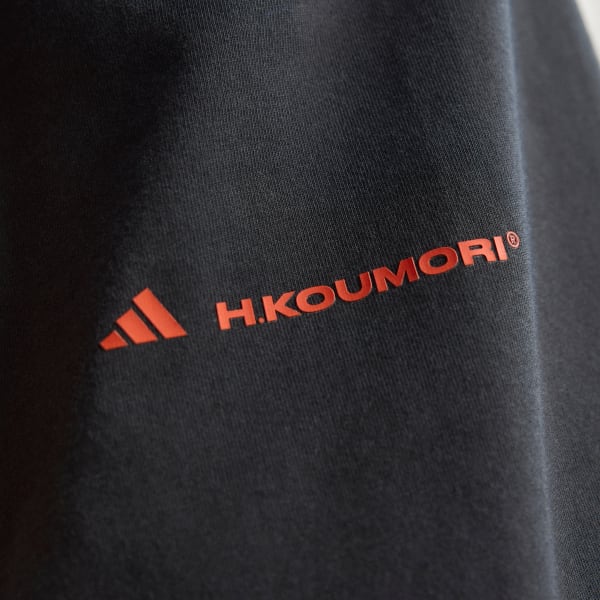 ブラック エルマノス コウモリランニング 半袖Tシャツ（ジェンダーニュートラル）/ H.Koumori Running Tee (Gender Neutral)