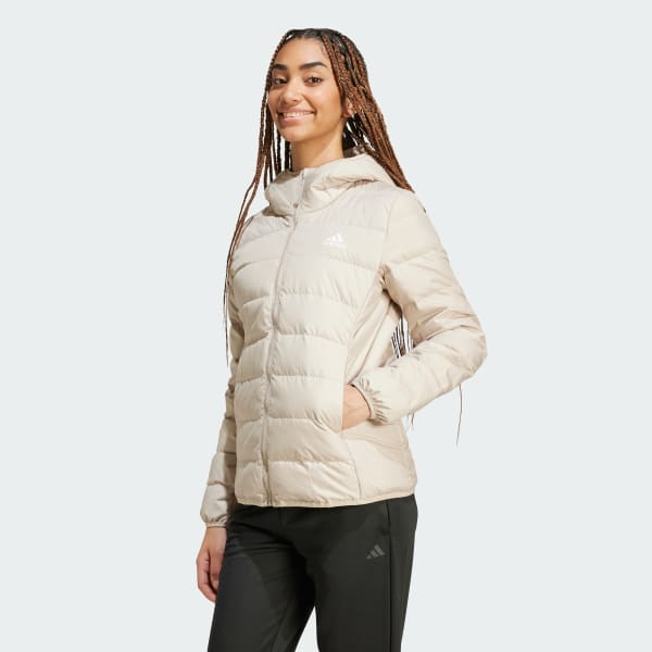 Bej Essentials Light Down Hooded Jacket