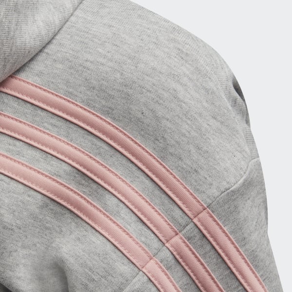 Grey 3-Stripes Full-Zip Hoodie
