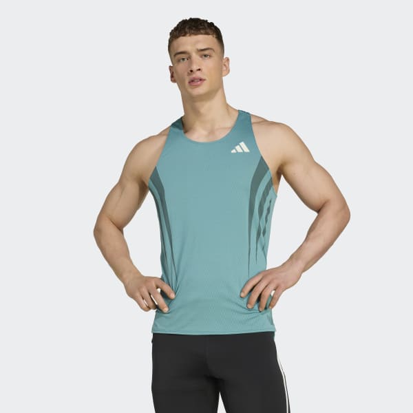 【アディダス】シングレット Sサイズ アディダス アディゼロ アーカイブ ランニングシングレット - ブルー