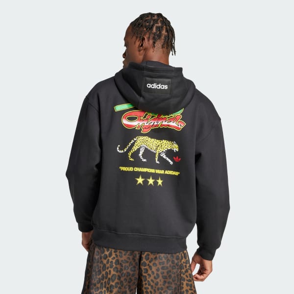 สีดำ เสื้อยืดซิปยาวเต็มตัวพิมพ์ลาย adidas Originals Champions