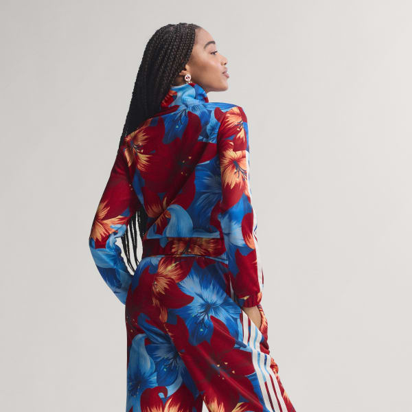 Niebieski BLUZA DRESOWA ADIDAS x FARM RIO HOUSE OF TIRO