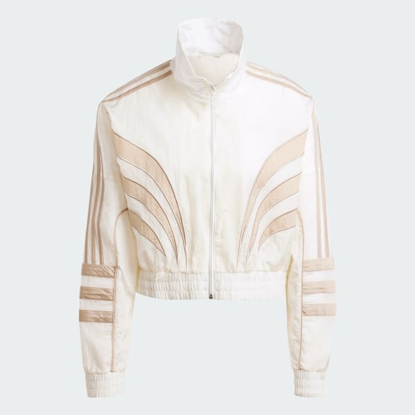 adidas Atlanta Cut Line Loose Nylon Track Top - White | Free