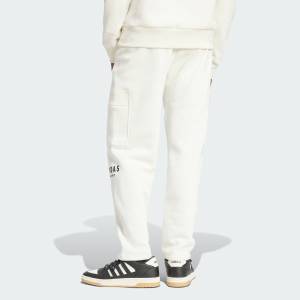 White ALL SZN Fleece Graphic Loose Cargo Pants