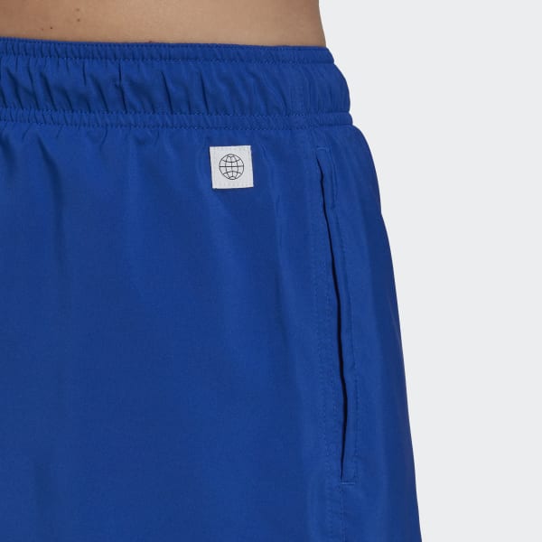 Blue Short Length Solid Swim Shorts LBS88