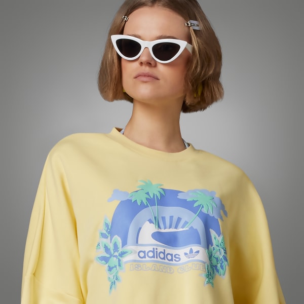Amarillo Sudadera Cuello Redondo Graphic