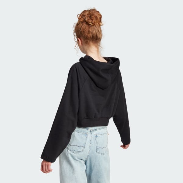 Adidas black 2025 cropped hoodie women's