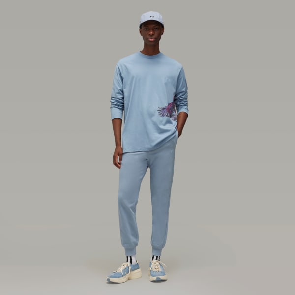 Blue Y-3 Graphic Long Sleeve Tee