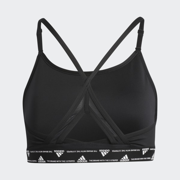 Black adidas Aeroreact Training Light-Support 3-Stripes Bra (Plus Size) QY184