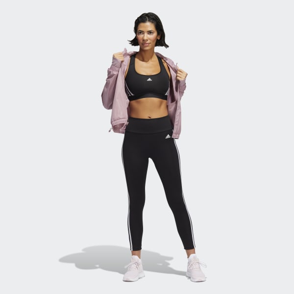 Czerń adidas Powerreact Training Medium-Support 3-Stripes Bra BW237